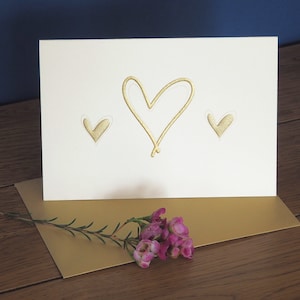 Sympathy Card / Thinking of You - Classic Golden Hearts - Blank