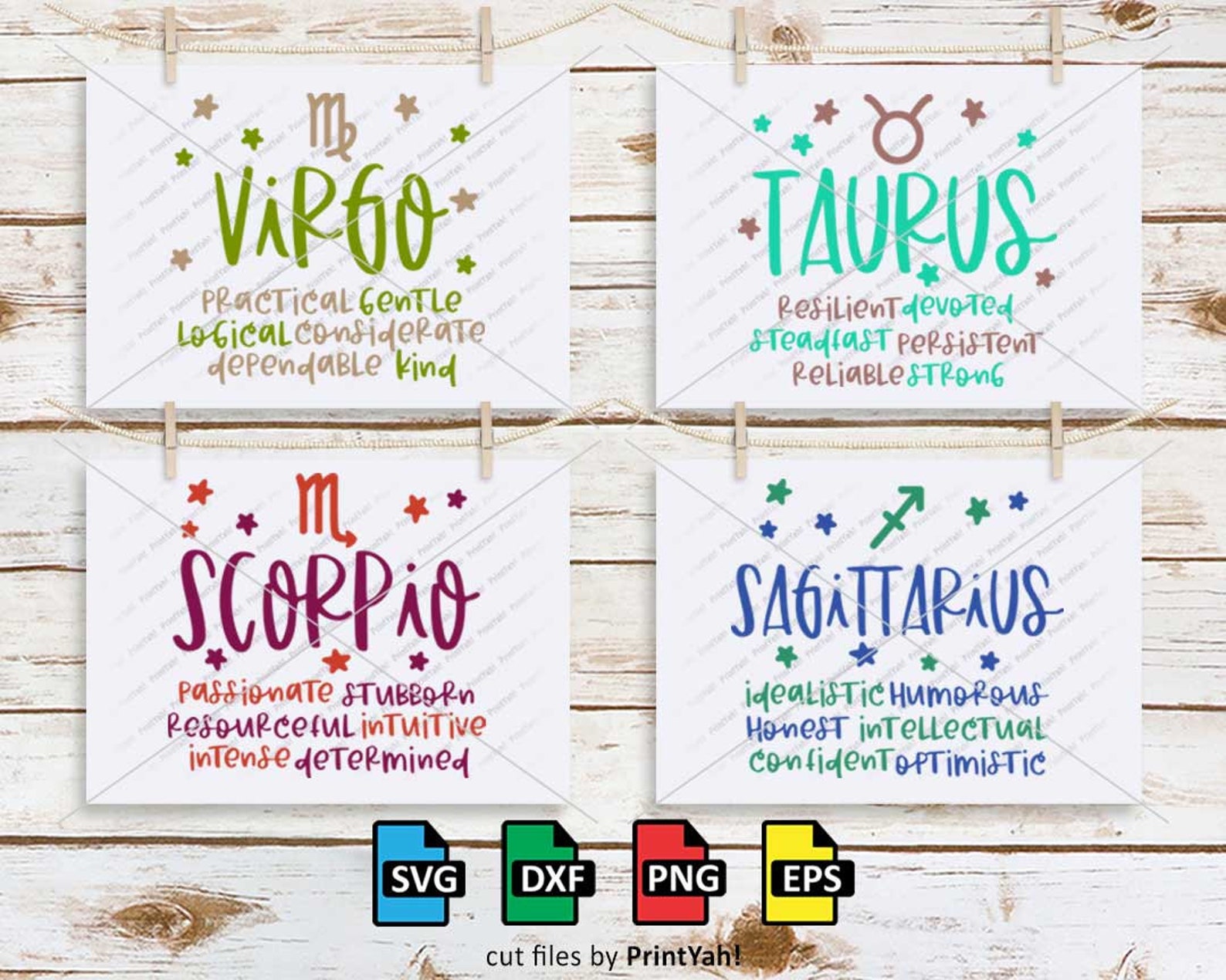 Zodiac Signs Svg Bundle Horoscope Svg Bundle Zodiac Signs Etsy