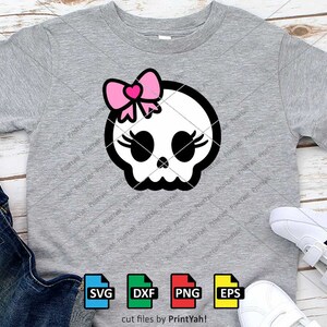Skull Svg, Girl Halloween Shirt Svg, Skull with Ribbon Svg, Cute Halloween, Kids Halloween Svg, Cute Skull Svg, Clip Art, Cricut, Silhouette