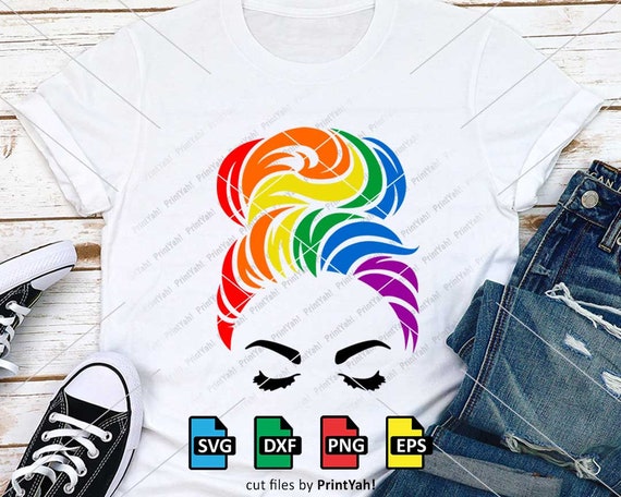 Download Messy Bun Svg Lgbt Svg Rainbow Pride Svg Lgbtq Svg Gay Etsy