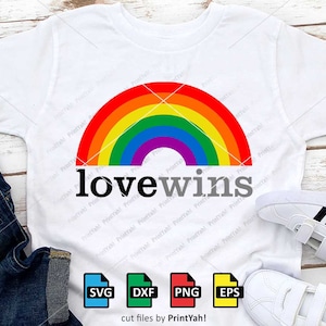 Love Wins Svg, Rainbow Pride Svg, LGBT Svg, LGBTQ, Pride Svg, Gay Pride, Quotes, Cut Files Cricut, Silhouette, Decal, Screen Printing, Png