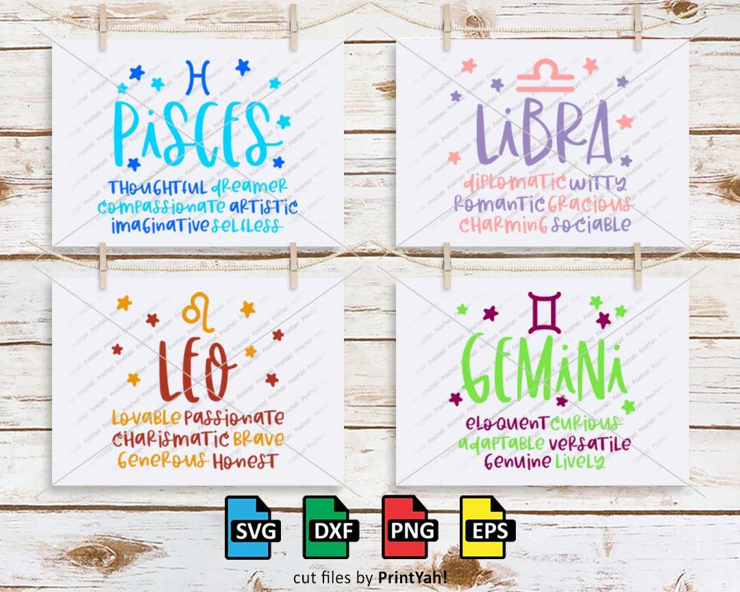 Zodiac Signs Svg Bundle Horoscope Svg Bundle Zodiac Signs Etsy