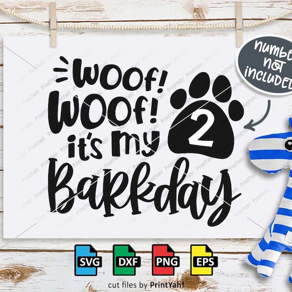 It's My Barkday, Dog Birthday Svg, Dog Pawty, Puppy Party, Cricut, Silhouette, Paw Svg, Woof Svg, Dog Bandana Svg, Dog Party Sign, Dog Mom