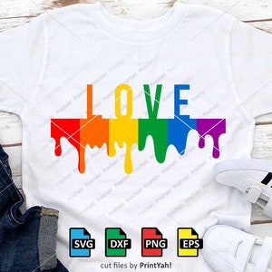 Love, Svg, LGBT Svg, LGBTQ, Pride Svg, Rainbow Pride Svg, Gay Pride, Cut Files, Cricut, Silhouette, Rainbow Drip Paint, Png, Screen Printing