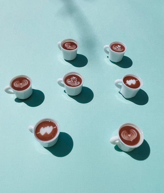 Coffee Cup-Themed Magnet Set – Decorative Foam Designs (Set of 5) | Handmade Fridge Magnets