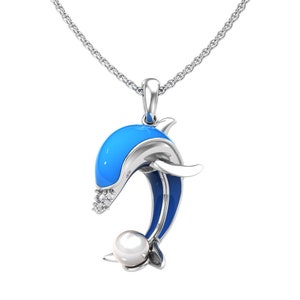 Enameled Dolphin Necklace image 1