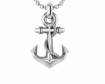 Made in America Ships Helm Charm Anchor Charm Sailors Jewelry Rustic Sterling Silver Anchor Pendant Beach Jewelry Charm Divers Jewelry