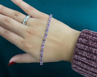 Rizilia Gioielli Rotondo Taglio Viola Ametista Colorata Birthstone - Foto 11