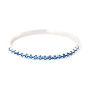 Dainty Blue Sapphire Sterling Silver Band Ring: September Birthstone