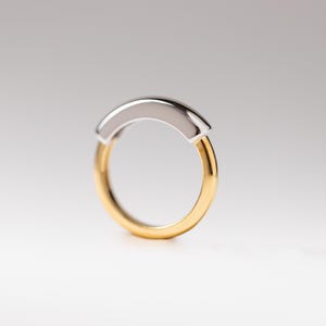Chunky Mixed Metal Ring: 18k Gold Vermeil & Sterling Silver Dome