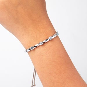 Sterlingzilveren aquamarijn vintage bolo-armband – verstelbare edelsteenschuifarmband, vintage geïnspireerd geboortesteencadeau