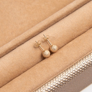 14k Gold Ball Studs | Shining Laser Cut Ball Studs in Solid 14K Gold | Lightweight and Hollow Ball Studs | 14k Yellow Gold and White Gold