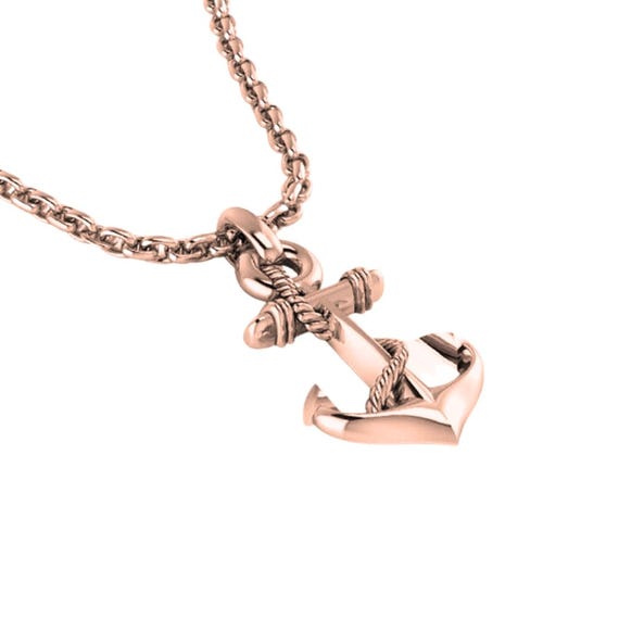 Nautical Anchor Pendant - Hypoallergenic, Bold, Lightweight Rose Gold Pendant