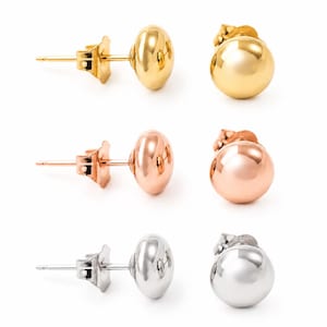 14k Solid Gold Ball Stud Earrings, Minimalist Button Everyday Jewelry