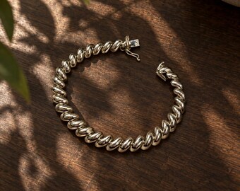 Solid 925 Sterling Silver San Marco Bracelet – Polished Chunky Link Jewelry
