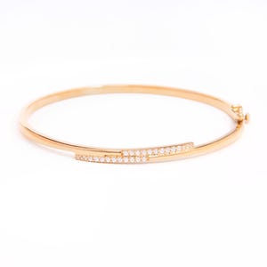 Gold Vermeil Over Sterling Silver Pavé Bangle | Timeless Bangle with Safety Clasp