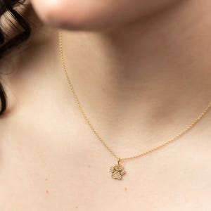 14K Gold Diamond Paw Print Pendant Necklace - 0.75 Carat Pet Charm