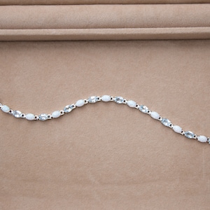 Sky Blue Topaz Opal Tennis Bracelet – Sterling Silver Oval Cut Natural Gemstones – 10.77 CTW Decmber Birthstone Gift for Her