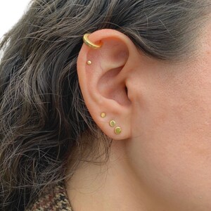 Tiny Stackable Sterling Silver Stud Earrings in Yellow Gold, Rose Gold, Rhodium Silver, and Black Rhodium | Earlobe Studs in Multiple Sizes