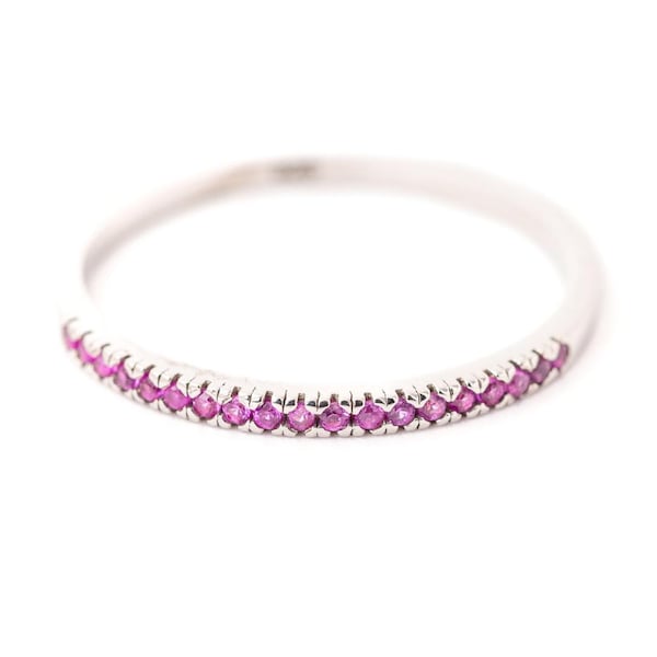 Ruby Birthstone Ring – Dainty Sterling Silver Band, July Birthstone Gift for Her