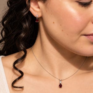 Sterling Silver Jewelry Set: Birthstone Teardrop Earrings & Necklace | Gift for her