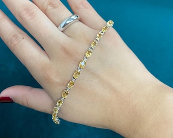 Citrin Tennis Armband - Sterling Silber November Geburtsstein Schmuck
