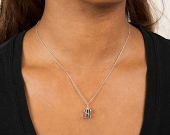 Sterling Silver Moka Pot Charm Necklace – Detailed Espresso Maker Pendant (14x10mm)