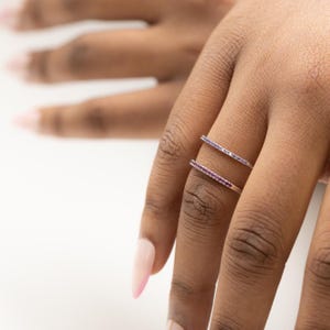 Dainty Amethyst Sterling Silver Band Ring: February Birthstone