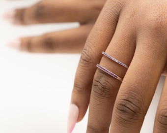 Dainty Amethyst Sterling Silver Band Ring: February Birthstone
