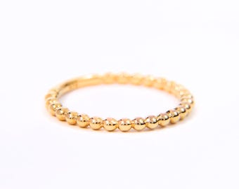 Gouden vermeil-kralen sterlingzilveren ring - maat 5-9