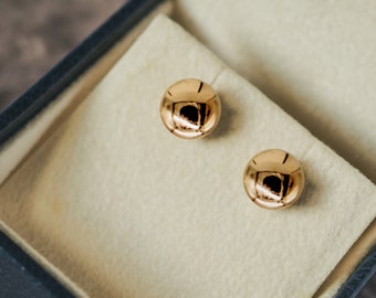 14K Yellow Gold Button Ball Studs