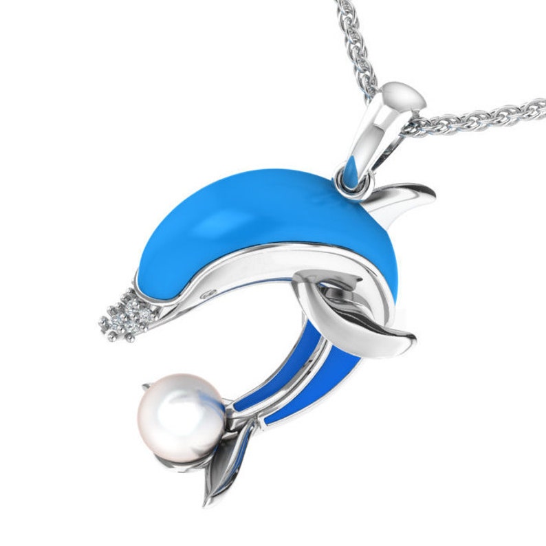 Enameled Dolphin Necklace image 3