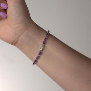 Purple Amethyst Tennis Bracelet – Sterling Silver Oval Cut Natural Gemstones – 10.77 CTW February Birthstone Gift for Her
