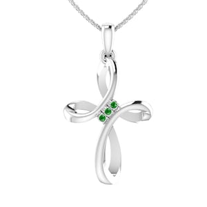 Infinity Cross Pendant | Cross Pendants in Sterling Silver | Various Birthstones Available