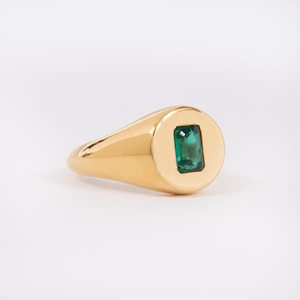 Gold Vermeil Emerald Signet Ring - Sterling Silver
