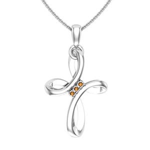 Wisiorek z kamieniem szlachetnym w kształcie krzyża nieskończoności – naszyjnik ze srebra próby 925 z kamieniem szlachetnym | Prezent w postaci biżuterii religijnej z niestandardowymi kamieniami szlachetnymi