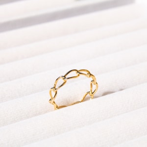 Sierlijke kettingbandring in sterlingzilver goudvermeil 18k plating | Kettingring | Bandring geelgoud vermeil