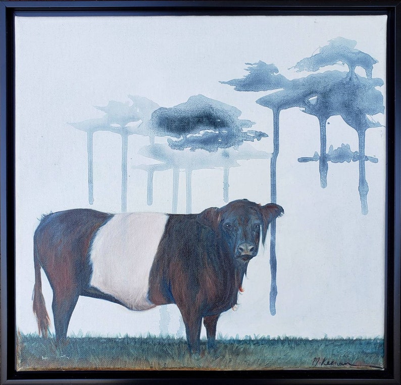 Framed canvas original oil painting 12 x 12 /'Beltie/'