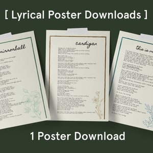 Folklore Lyrical Poster Digital Download