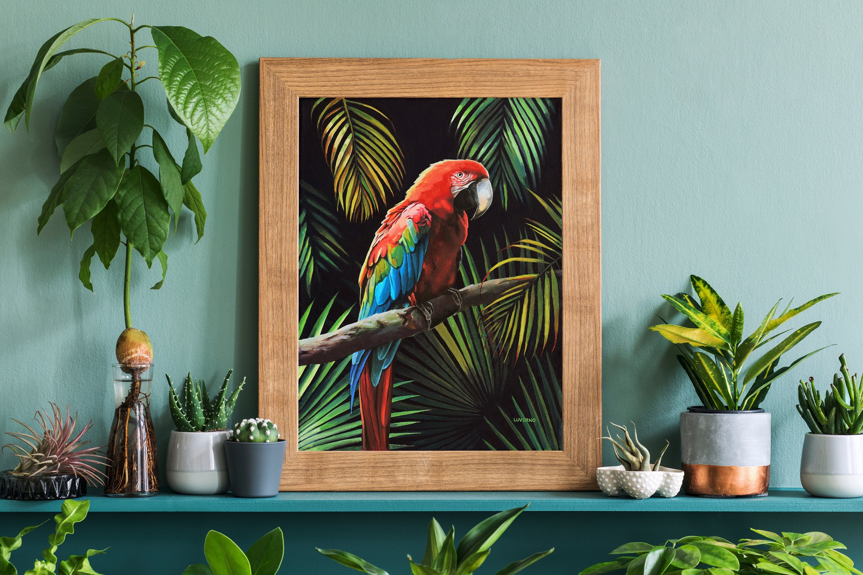 Bunch Of colorful Flowers with Red Parrot Wall Decor Art Print Poster 16X20 Bunch Of colorful Flowers with Red Parrot Wall Decor Art Print Poster 16X20