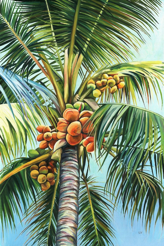 Tropical Palm Tree Painting ORIGINAL Framed Bright Colored Wall Art Modern Tropical Plants Painting Artwork Coastal Boho Wall Art Decor Etsy UK