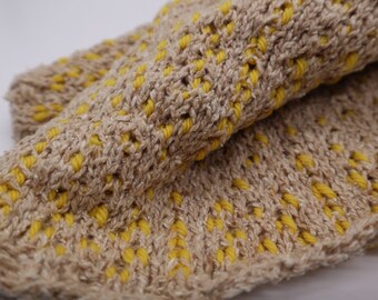 Larchwood Cowl - Beige & Yellow (handmade infinity knit neckwarmer)