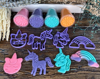 Unicron Playdough Jar, Rainbow Fairy Cutter Set, Wonderland Play Dough Kit, Sensory Play, Busy Box for Kids, Craft Kit,Birthday Party Fa