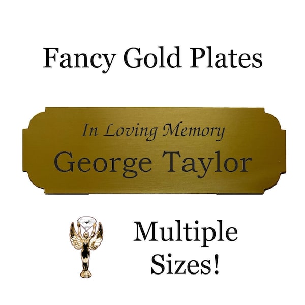 Fancy Gold Engraved Plate - Metal Name Sign - Picture Frame Plate - Engraved Plaque - Trophy Award Plate - Memorial Plaque - Engraved Plate