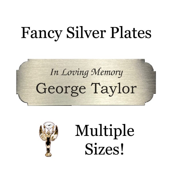 Fancy Silver Engraved Plate - Metal Name Sign - Picture Frame Plate - Engraved Plaque - Trophy Award Plate - Memorial Plaque - Engrave Plate