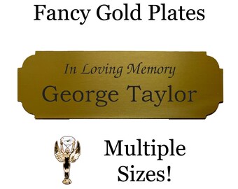 Fancy Gold Engraved Plate - Metal Name Sign - Picture Frame Plate - Engraved Plaque - Trophy Award Plate - Memorial Plaque - Engraved Plate