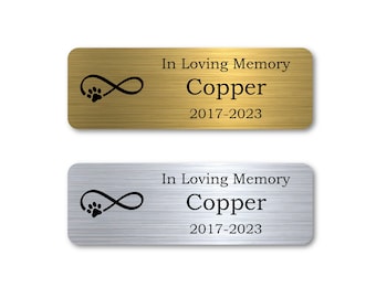 Name Plate for Pet Urn - Engraved Metal Plates - Gold and Silver - Personalized Pet Memorial Plaque - Pet Loss Keepsake - Pet Remembrance