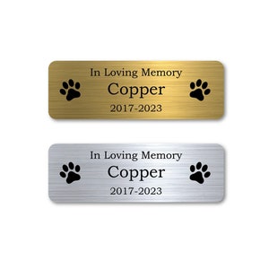 Metal Name Plate for Pet Urn - Engraved Name Plaque for Dog Cat Ash Box - Custom Engraved Pet Memorial Plate - Custom Name Sign for Pet Loss