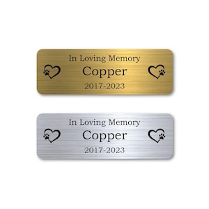 Metal Name Plate for Pet Urn - Engraved Name Plaque for Dog Cat Ash Box - Custom Engraved Pet Memorial Plate - Custom Name Sign for Pet Loss