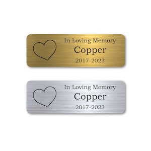 Metal Plate for Urn - Personalized Pet Urn Plaque - Custom Engraved Name Plate - Dog Cat Remembrance Plate - Ash Box Label - Pet Keepsake